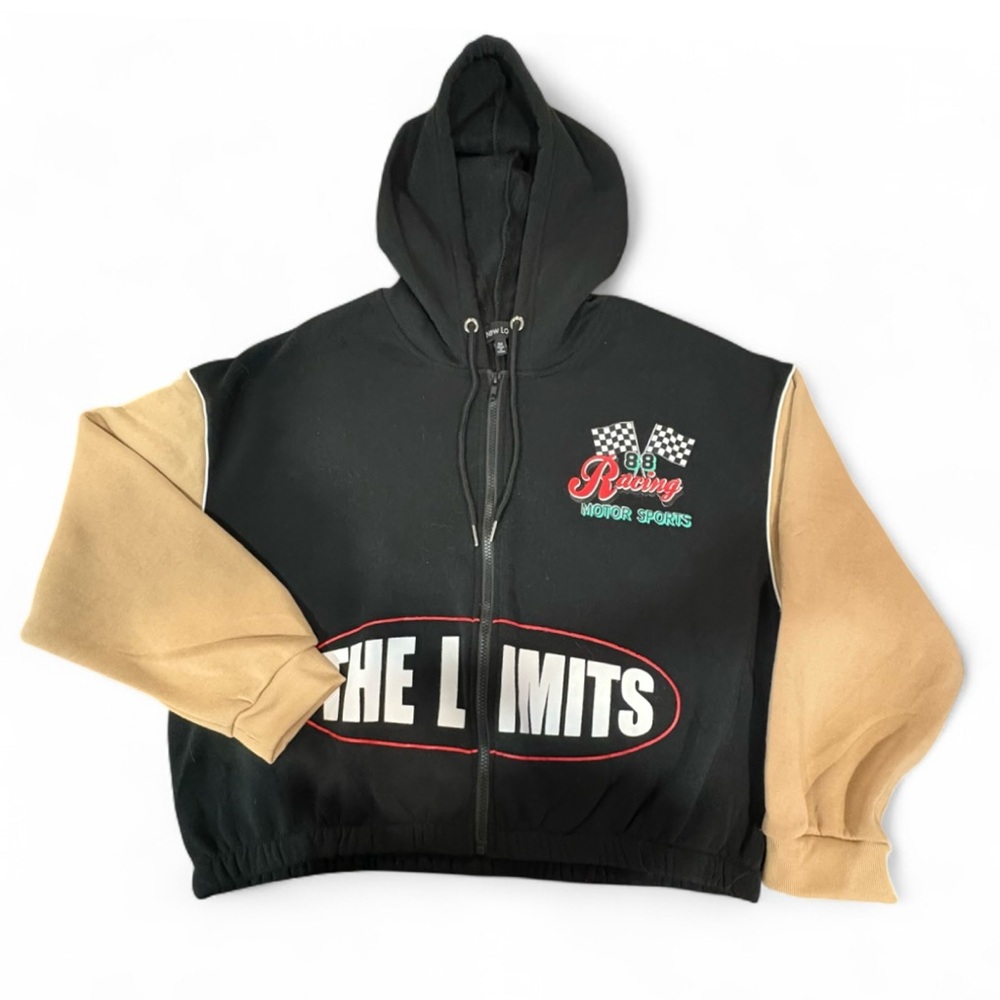New Look Racer Graphic Hoodie - Black and Tan